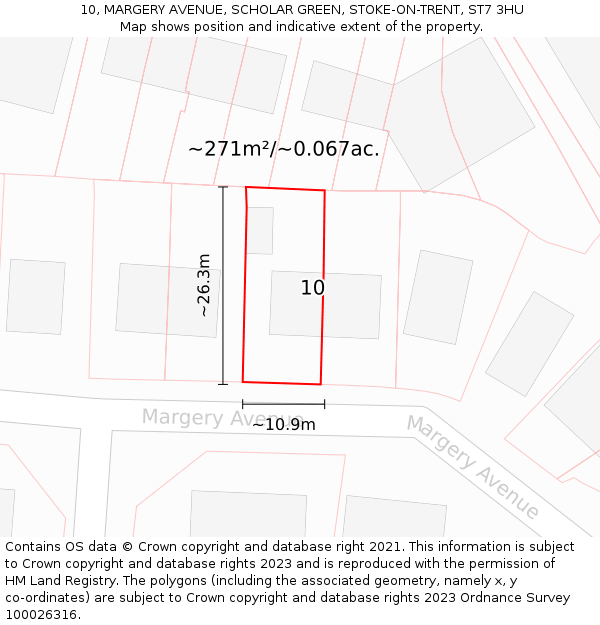 10, MARGERY AVENUE, SCHOLAR GREEN, STOKE-ON-TRENT, ST7 3HU: Plot and title map