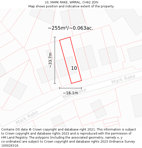 10, MARK RAKE, WIRRAL, CH62 2DN: Plot and title map