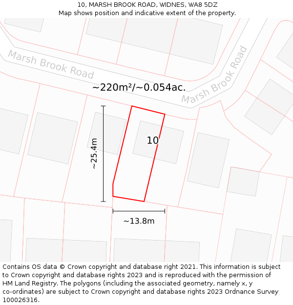 10, MARSH BROOK ROAD, WIDNES, WA8 5DZ: Plot and title map