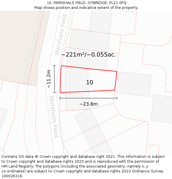 10, MARSHALS FIELD, IVYBRIDGE, PL21 0FQ: Plot and title map