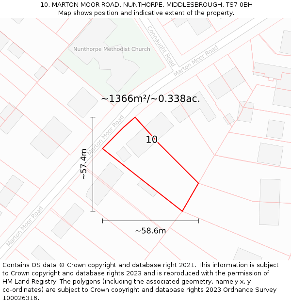 10, MARTON MOOR ROAD, NUNTHORPE, MIDDLESBROUGH, TS7 0BH: Plot and title map