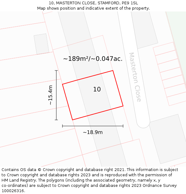 10, MASTERTON CLOSE, STAMFORD, PE9 1SL: Plot and title map