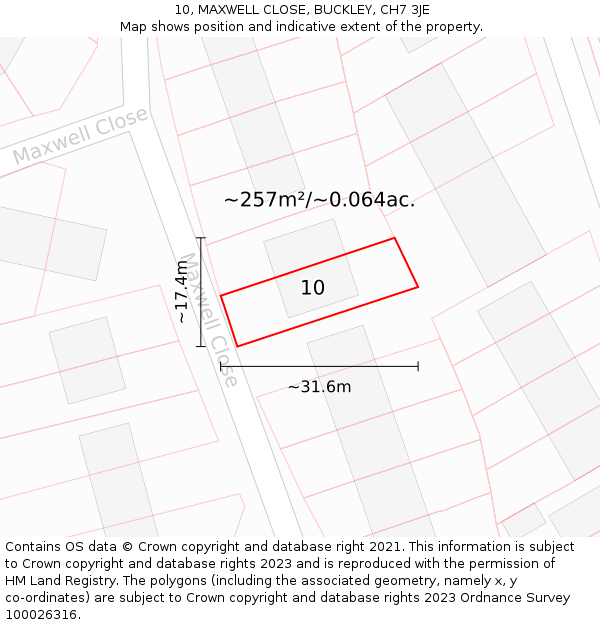 10, MAXWELL CLOSE, BUCKLEY, CH7 3JE: Plot and title map