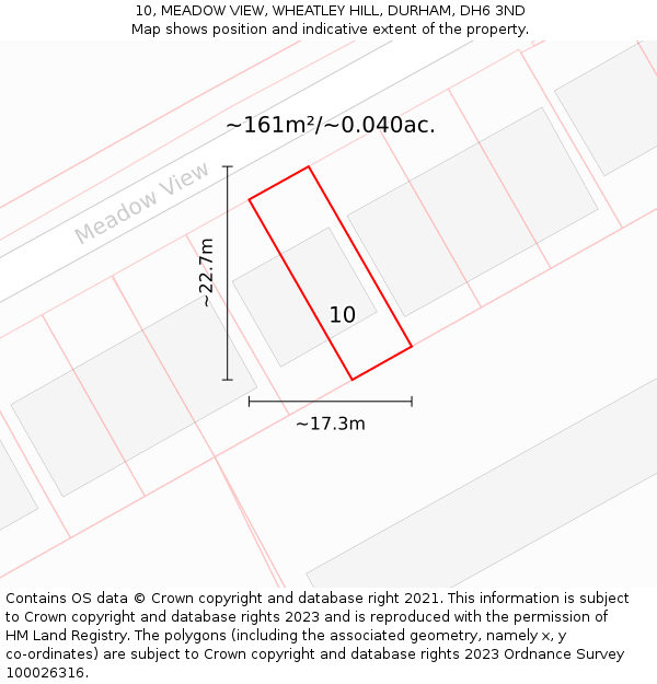 10, MEADOW VIEW, WHEATLEY HILL, DURHAM, DH6 3ND: Plot and title map