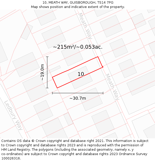 10, MEATH WAY, GUISBOROUGH, TS14 7PG: Plot and title map