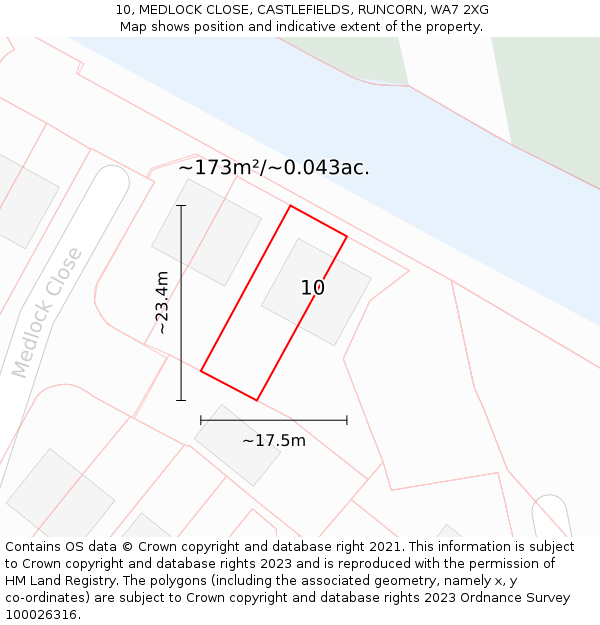 10, MEDLOCK CLOSE, CASTLEFIELDS, RUNCORN, WA7 2XG: Plot and title map