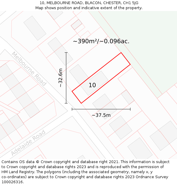 10, MELBOURNE ROAD, BLACON, CHESTER, CH1 5JG: Plot and title map