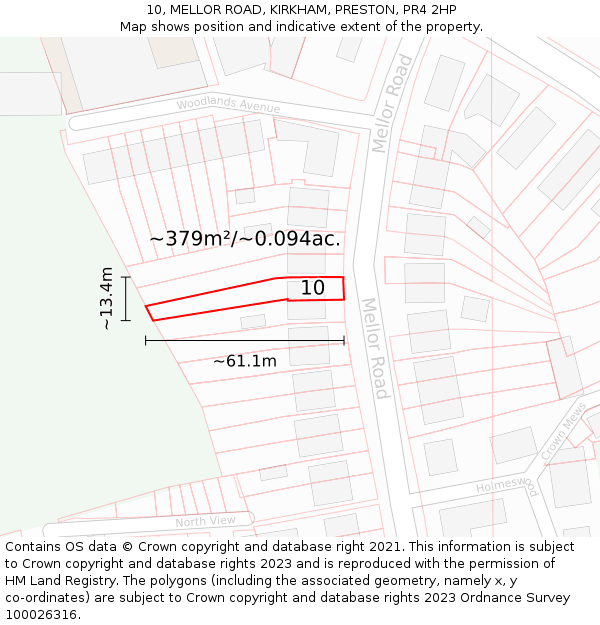 10, MELLOR ROAD, KIRKHAM, PRESTON, PR4 2HP: Plot and title map