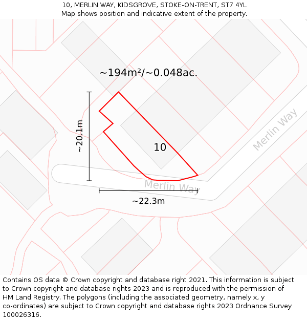 10, MERLIN WAY, KIDSGROVE, STOKE-ON-TRENT, ST7 4YL: Plot and title map