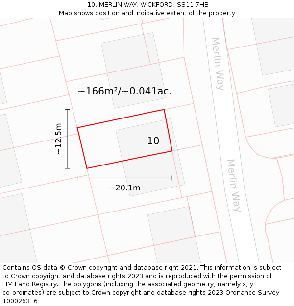 10, MERLIN WAY, WICKFORD, SS11 7HB: Plot and title map