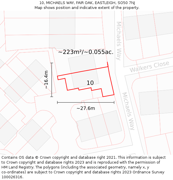 10, MICHAELS WAY, FAIR OAK, EASTLEIGH, SO50 7NJ: Plot and title map