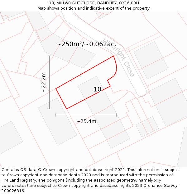 10, MILLWRIGHT CLOSE, BANBURY, OX16 0RU: Plot and title map