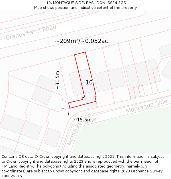 10, MONTAGUE SIDE, BASILDON, SS14 3GS: Plot and title map