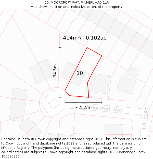 10, MOORCROFT WAY, PINNER, HA5 1LA: Plot and title map