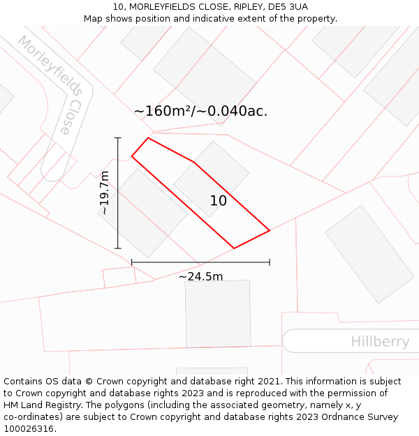 10, MORLEYFIELDS CLOSE, RIPLEY, DE5 3UA: Plot and title map