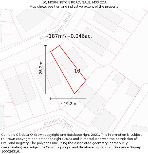 10, MORNINGTON ROAD, SALE, M33 2DA: Plot and title map