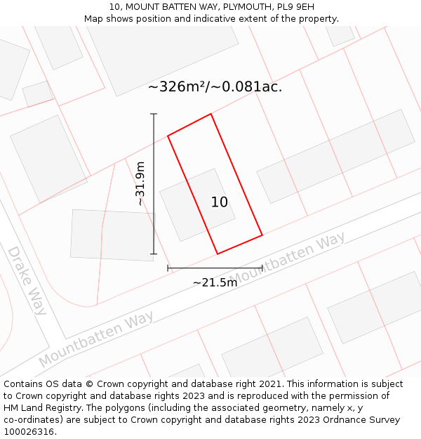 10, MOUNT BATTEN WAY, PLYMOUTH, PL9 9EH: Plot and title map