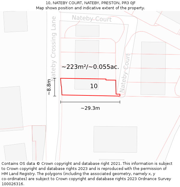 10, NATEBY COURT, NATEBY, PRESTON, PR3 0JF: Plot and title map