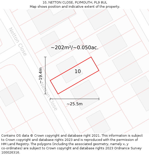 10, NETTON CLOSE, PLYMOUTH, PL9 8UL: Plot and title map