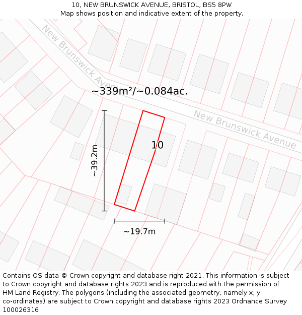 10, NEW BRUNSWICK AVENUE, BRISTOL, BS5 8PW: Plot and title map