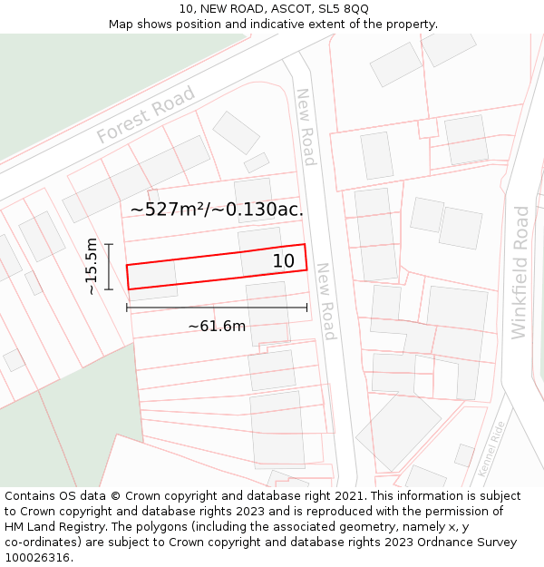 10, NEW ROAD, ASCOT, SL5 8QQ: Plot and title map