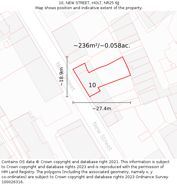 10, NEW STREET, HOLT, NR25 6JJ: Plot and title map