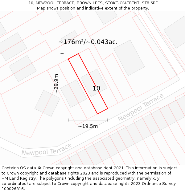 10, NEWPOOL TERRACE, BROWN LEES, STOKE-ON-TRENT, ST8 6PE: Plot and title map