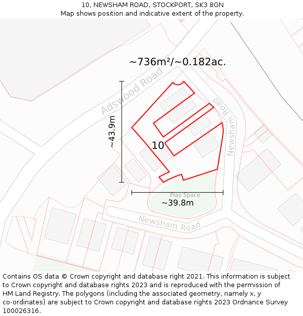 10, NEWSHAM ROAD, STOCKPORT, SK3 8GN: Plot and title map
