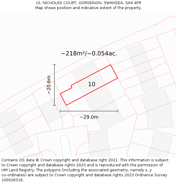 10, NICHOLAS COURT, GORSEINON, SWANSEA, SA4 4PR: Plot and title map