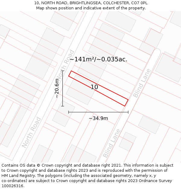 10, NORTH ROAD, BRIGHTLINGSEA, COLCHESTER, CO7 0PL: Plot and title map