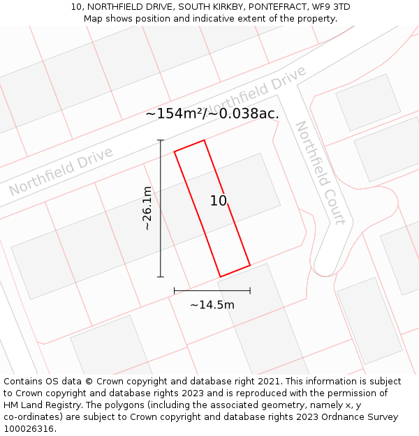 10, NORTHFIELD DRIVE, SOUTH KIRKBY, PONTEFRACT, WF9 3TD: Plot and title map