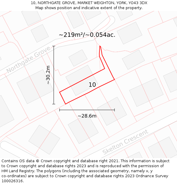10, NORTHGATE GROVE, MARKET WEIGHTON, YORK, YO43 3DX: Plot and title map