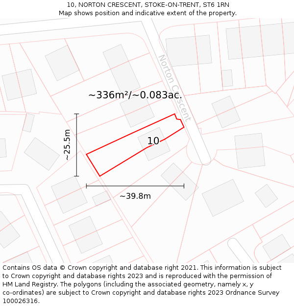 10, NORTON CRESCENT, STOKE-ON-TRENT, ST6 1RN: Plot and title map