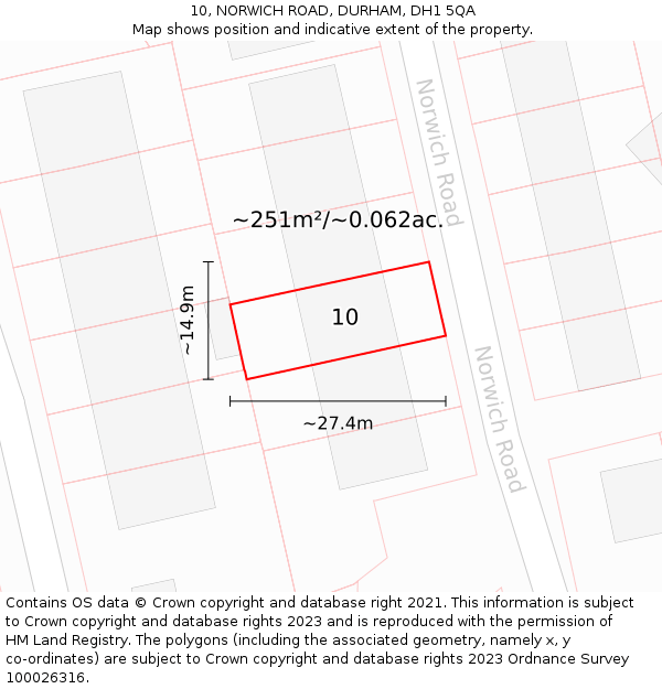 10, NORWICH ROAD, DURHAM, DH1 5QA: Plot and title map