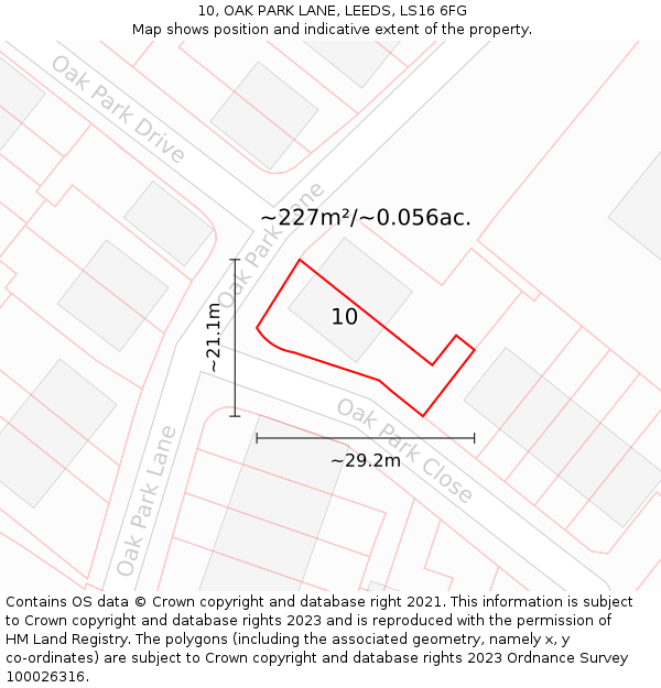 10, OAK PARK LANE, LEEDS, LS16 6FG: Plot and title map