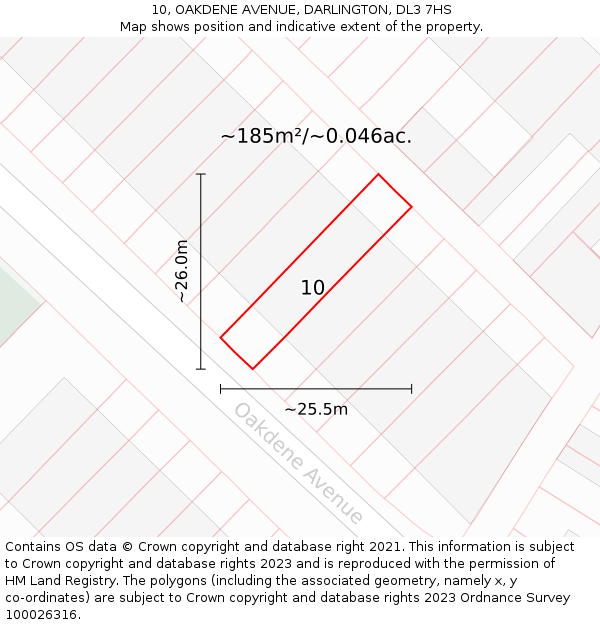 10, OAKDENE AVENUE, DARLINGTON, DL3 7HS: Plot and title map