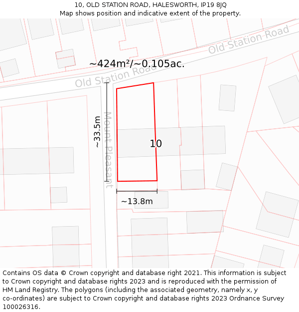 10, OLD STATION ROAD, HALESWORTH, IP19 8JQ: Plot and title map