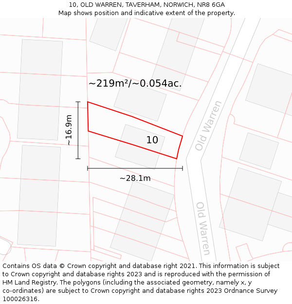 10, OLD WARREN, TAVERHAM, NORWICH, NR8 6GA: Plot and title map