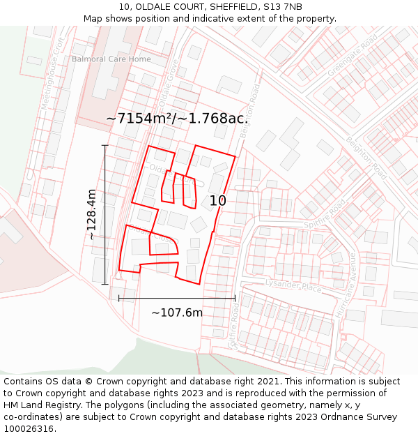 10, OLDALE COURT, SHEFFIELD, S13 7NB: Plot and title map