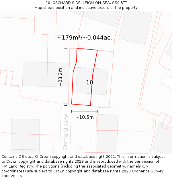 10, ORCHARD SIDE, LEIGH-ON-SEA, SS9 5TT: Plot and title map