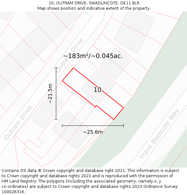 10, OUTRAM DRIVE, SWADLINCOTE, DE11 8LR: Plot and title map