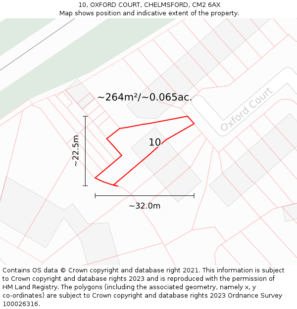 10, OXFORD COURT, CHELMSFORD, CM2 6AX: Plot and title map