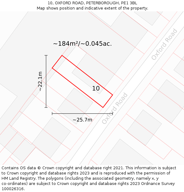 10, OXFORD ROAD, PETERBOROUGH, PE1 3BL: Plot and title map