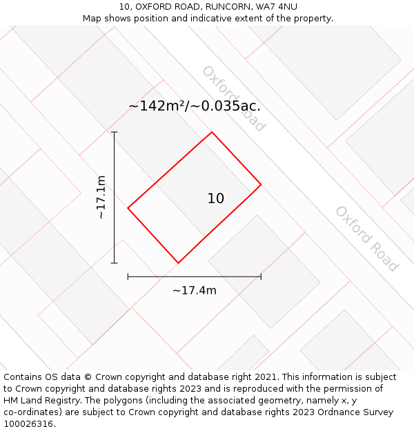 10, OXFORD ROAD, RUNCORN, WA7 4NU: Plot and title map