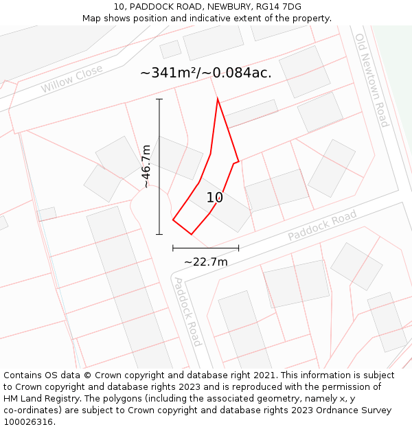 10, PADDOCK ROAD, NEWBURY, RG14 7DG: Plot and title map