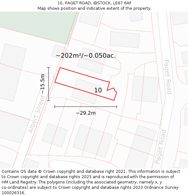 10, PAGET ROAD, IBSTOCK, LE67 6AF: Plot and title map