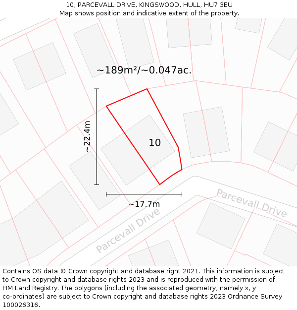 10, PARCEVALL DRIVE, KINGSWOOD, HULL, HU7 3EU: Plot and title map