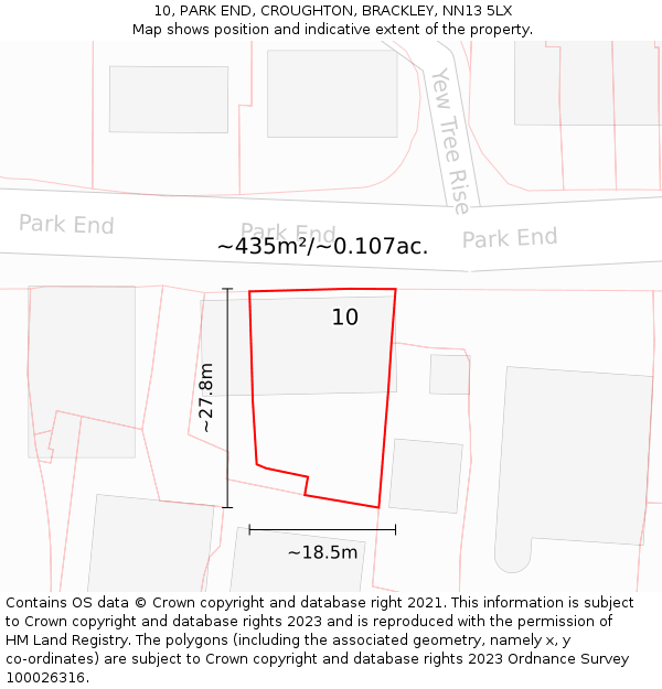 10, PARK END, CROUGHTON, BRACKLEY, NN13 5LX: Plot and title map