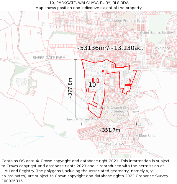 10, PARKGATE, WALSHAW, BURY, BL8 3DA: Plot and title map