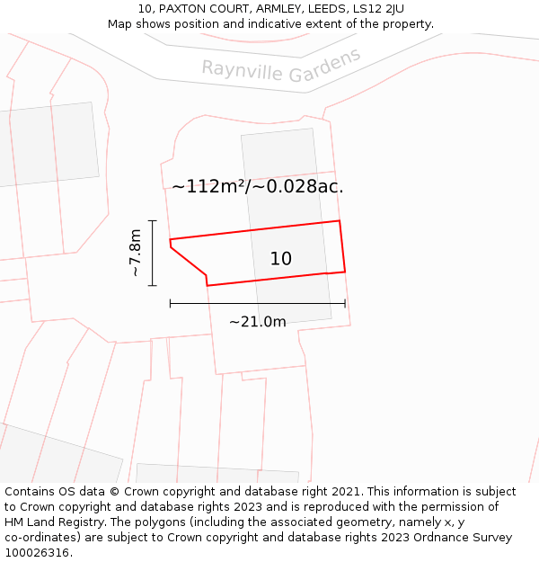 10, PAXTON COURT, ARMLEY, LEEDS, LS12 2JU: Plot and title map